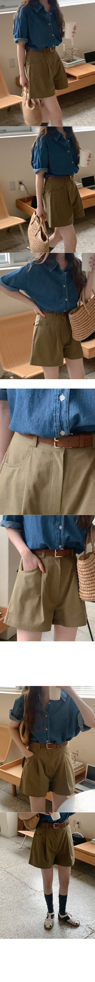 Denim short-sleeved shirt