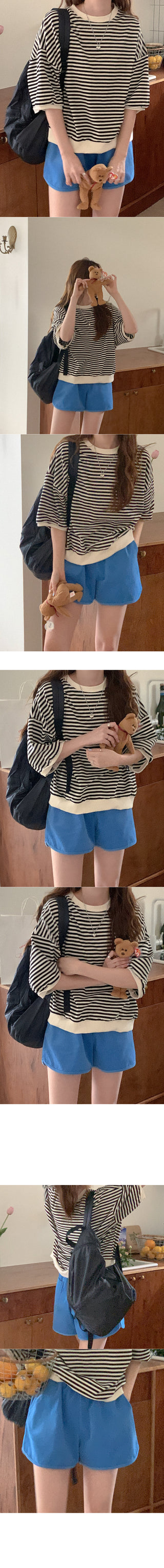 Ball Up Stripe Short-Sleeve Sweatshirt