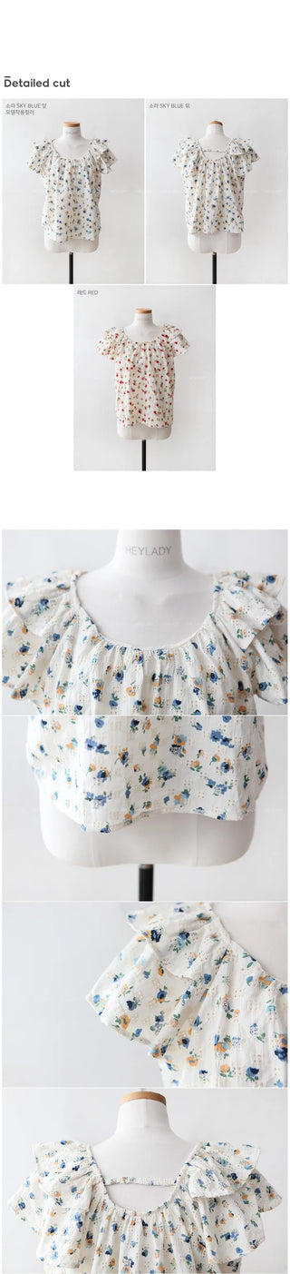 Floral short-sleeved blouse