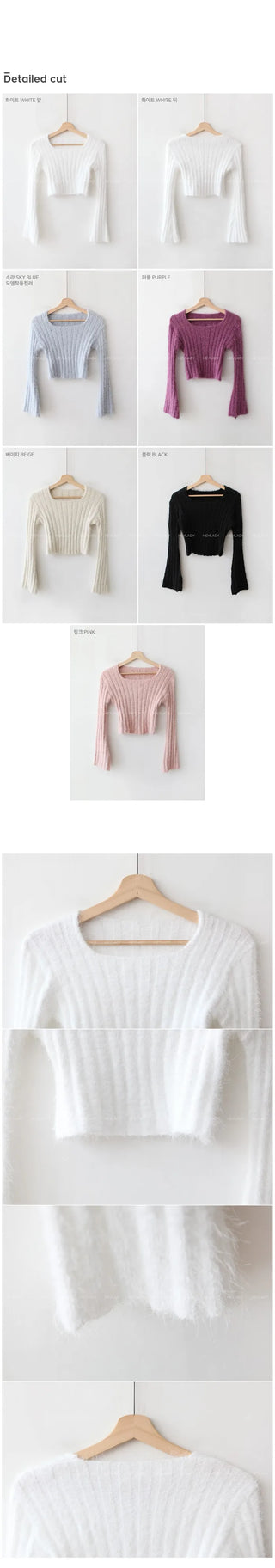 [6 colors] Ribbed Pine Needle Pattern Knit