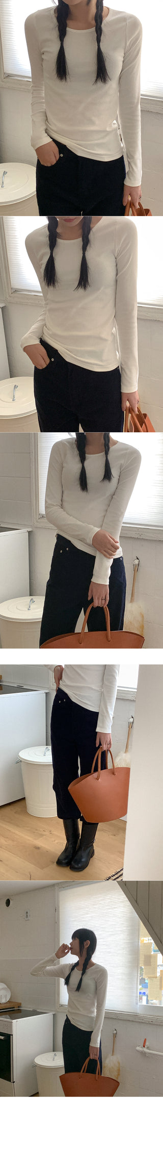 Fleece-lined round T-shirt