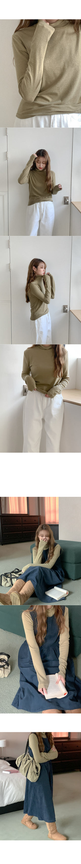 Tencel turtleneck T-shirt