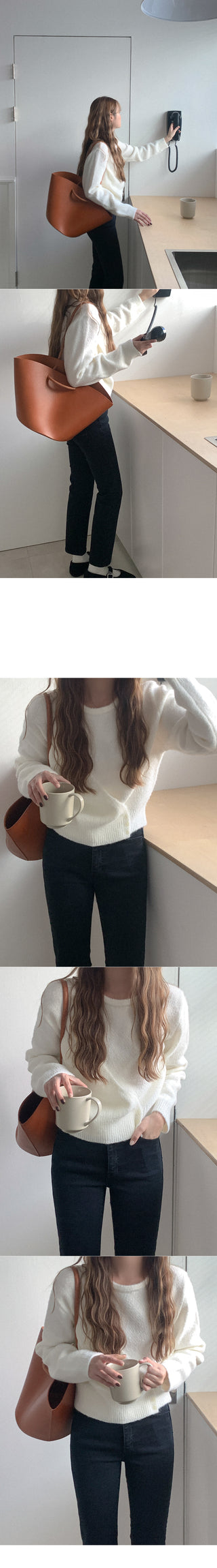 Layered wrap button knit