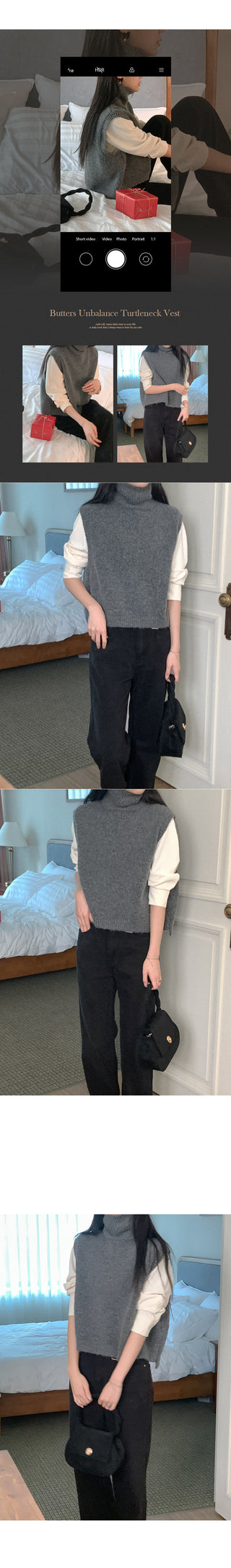 Asymmetrical high-neck vest