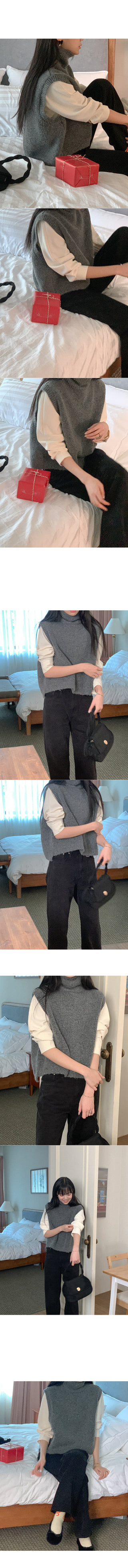 Asymmetrical high-neck vest