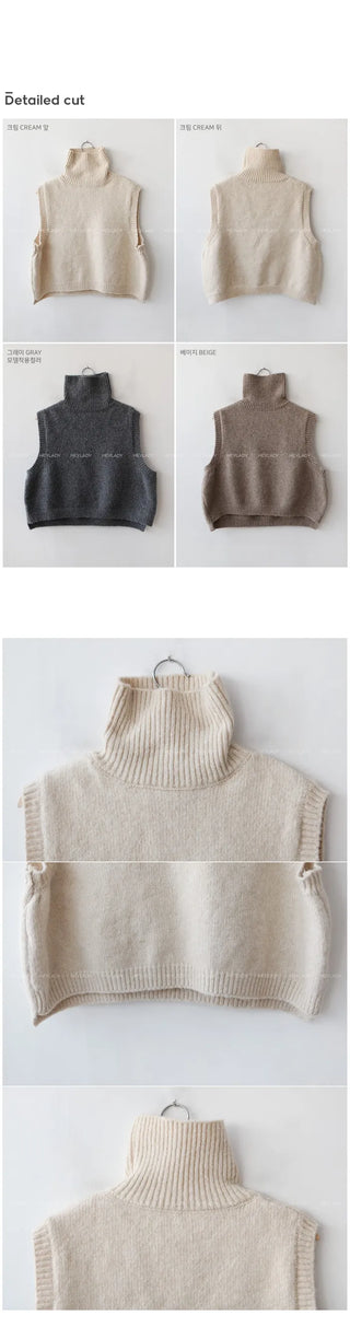 Asymmetrical high-neck vest
