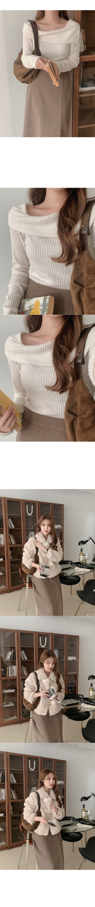 Ribbed Spun Off-Shoulder Long-Sleeve T-Shirt