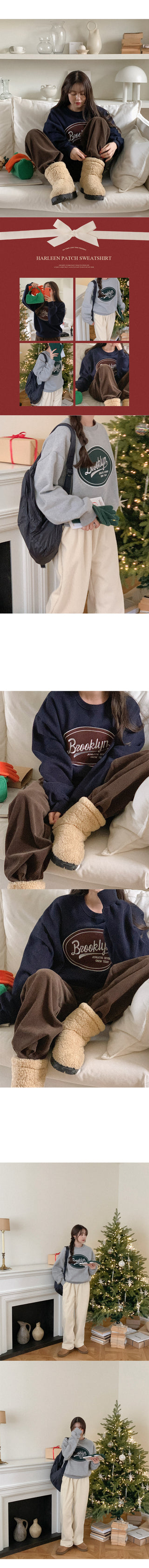 [Fleece-lined] Lettering Semi-Oversized Sweatshirt