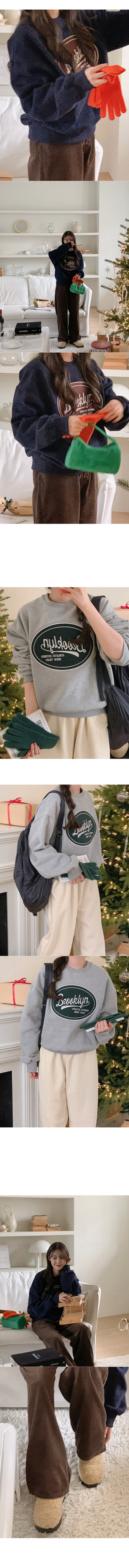 [Fleece-lined] Lettering Semi-Oversized Sweatshirt