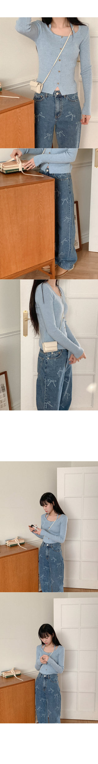 Ribbed halter button knit