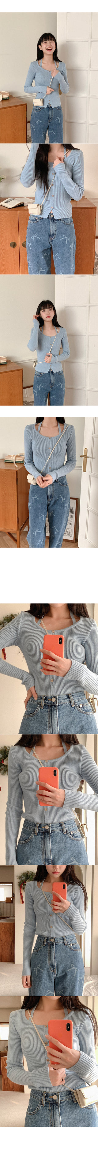 Ribbed halter button knit