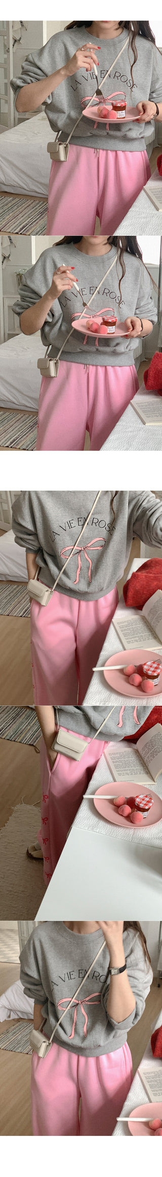 Ribbon print sweatshirt