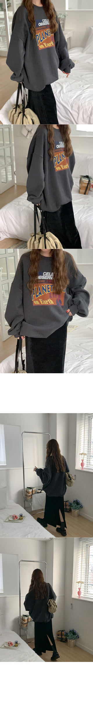 [Fleece-lined] Oversized Printed Sweatshirt