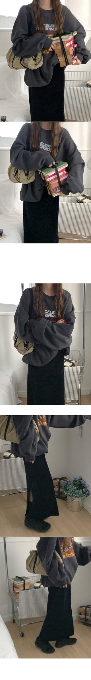 [Fleece-lined] Oversized Printed Sweatshirt