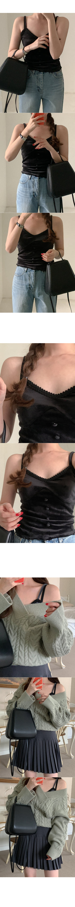Velour button sleeveless top