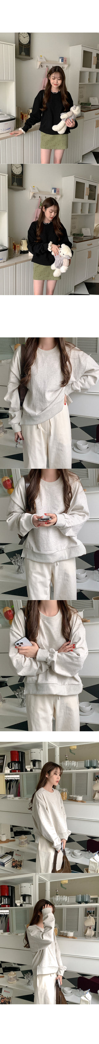 Cotton slit sweatshirt