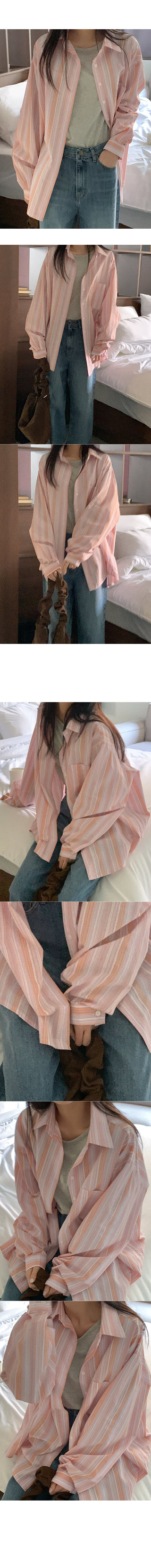 Two-tone striped cotton shirt