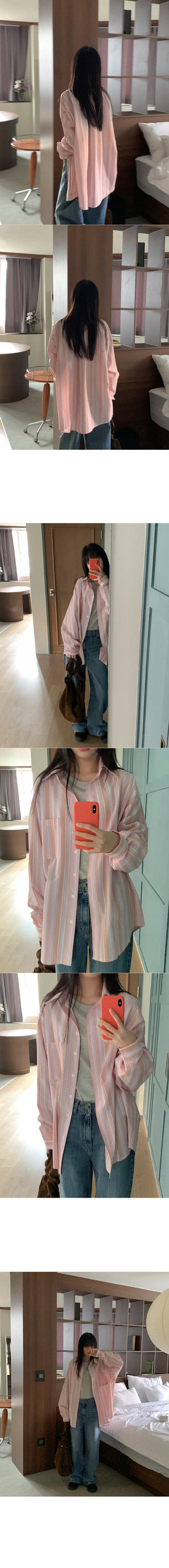 Two-tone striped cotton shirt