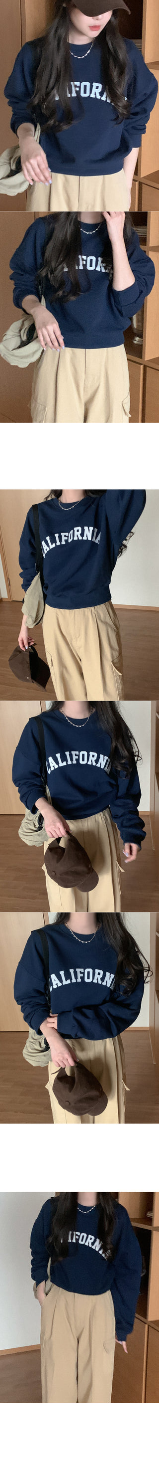 CALIFORNIA Lettering Cotton Sweatshirt