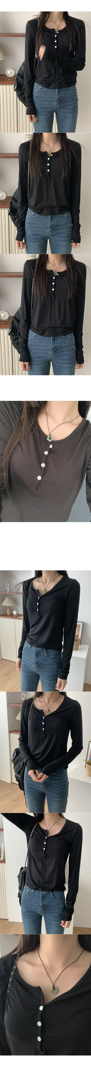 Button-down long-sleeved T-shirt