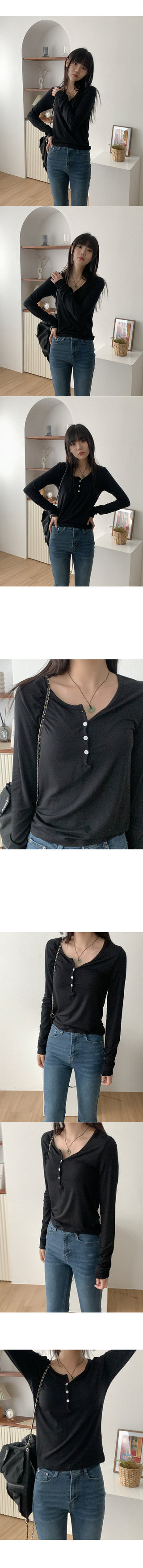 Button-down long-sleeved T-shirt