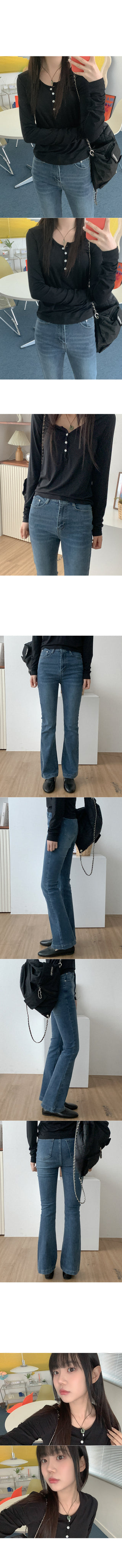 Button-down long-sleeved T-shirt