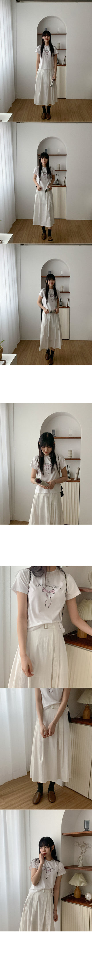 Cotton Ribbon Short-Sleeved T-Shirt