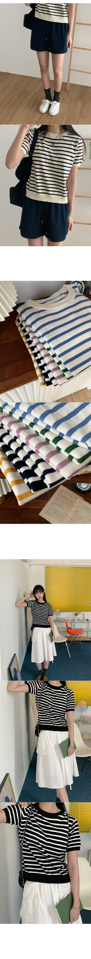 Striped short-sleeved knit