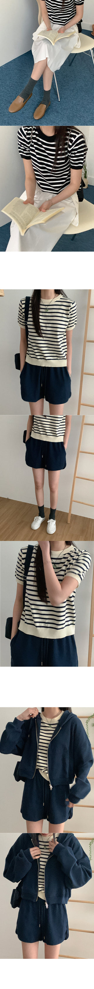 Striped short-sleeved knit