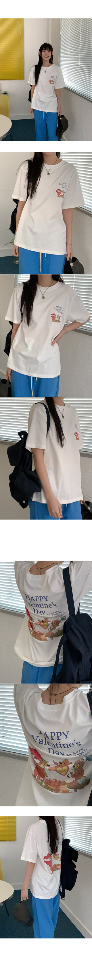 Cotton print short-sleeved T-shirt