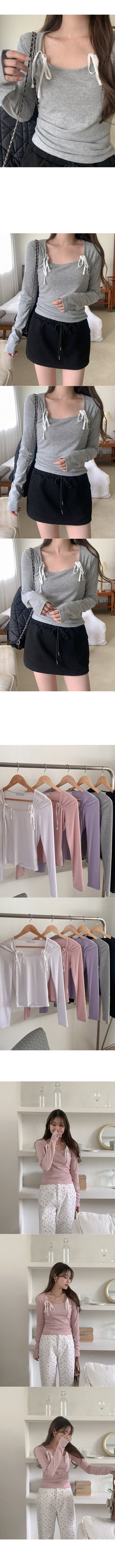 Ribbon Rib Long Sleeve T-Shirt