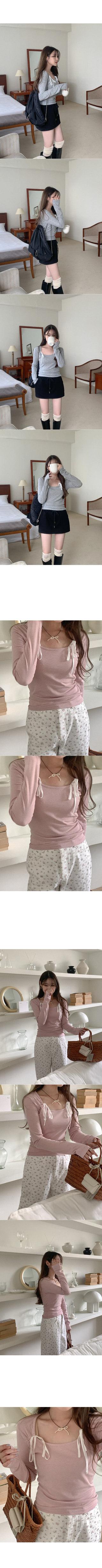 Ribbon Rib Long Sleeve T-Shirt