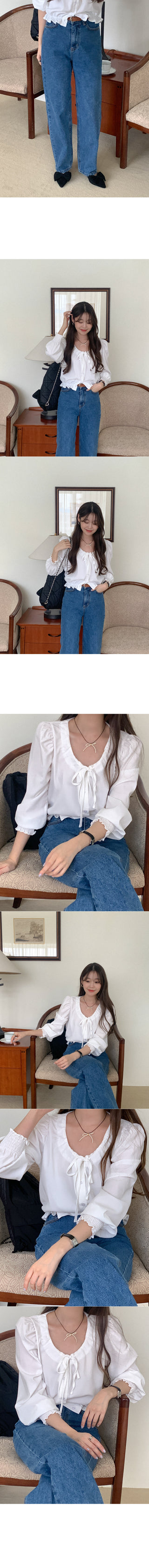 Shirred Ribbon Blouse