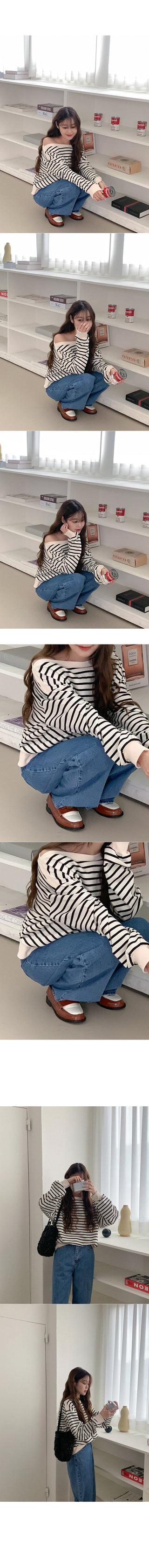 Striped boat neck sweatshirt