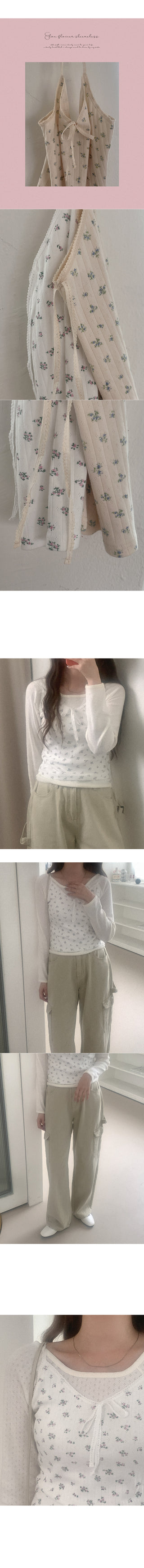 Flower lace ribbon sleeveless