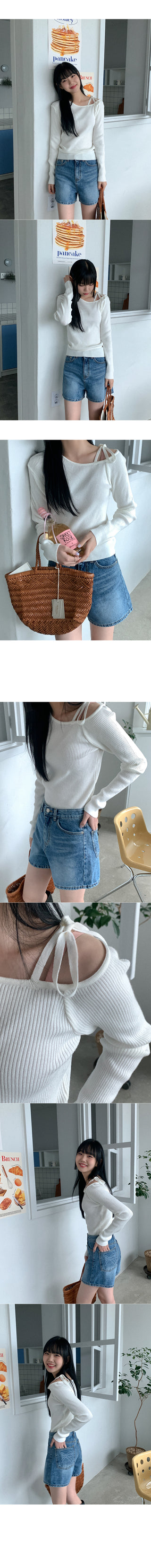 Ribbon One-Shoulder Ribbed Knit