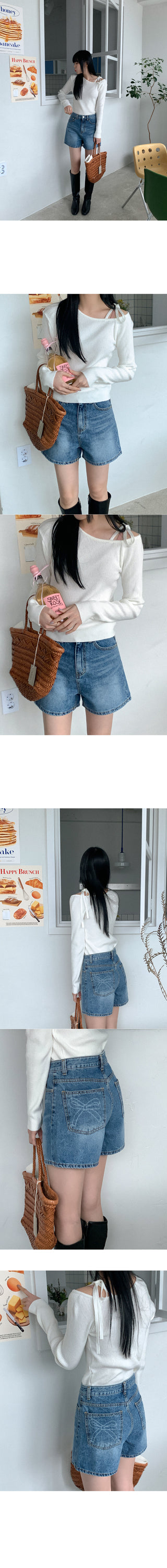 Ribbon One-Shoulder Ribbed Knit