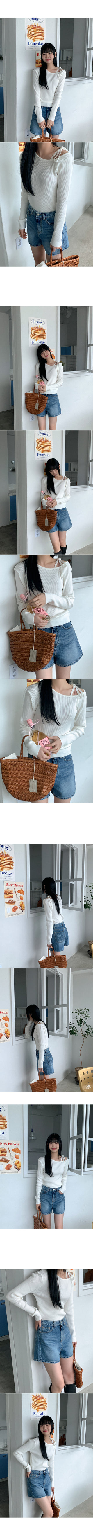 Ribbon One-Shoulder Ribbed Knit