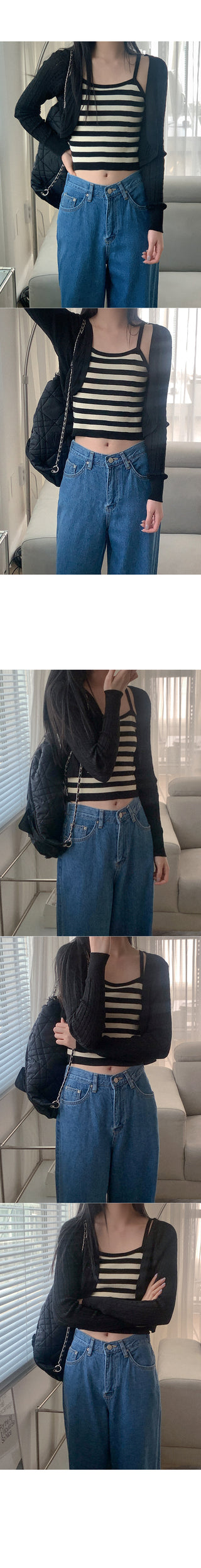 [SET] Border Sleeveless + Knit Set