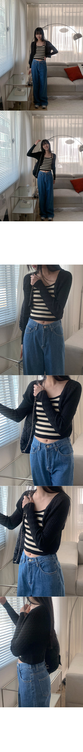 [SET] Border Sleeveless + Knit Set