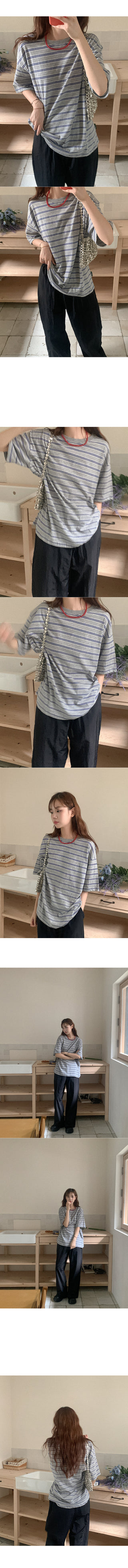 Cotton Border Oversized T-Shirt