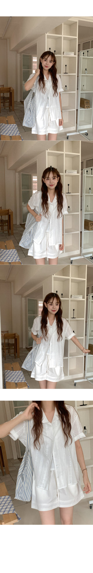 Eyelet punched cotton shirt