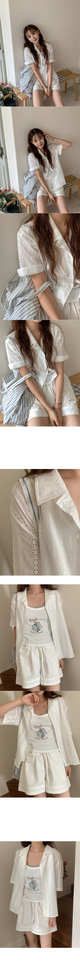 Eyelet punched cotton shirt