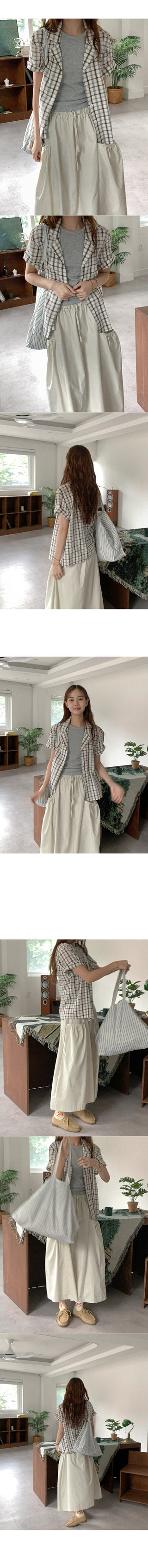 Cotton check short-sleeved shirt