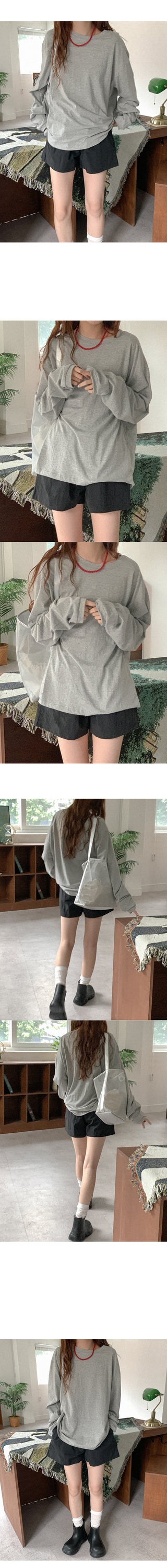 Cotton oversized long-sleeved T-shirt