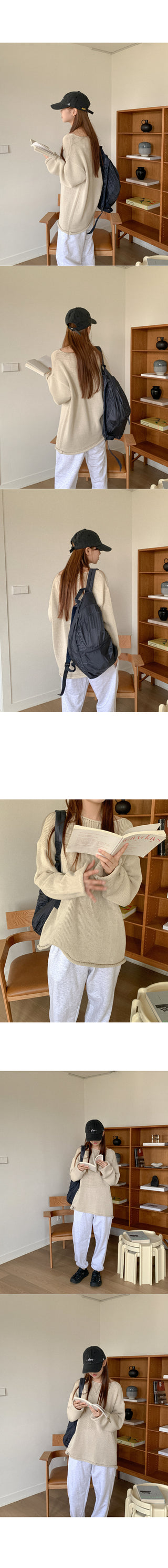 Boat neck loose fit knit
