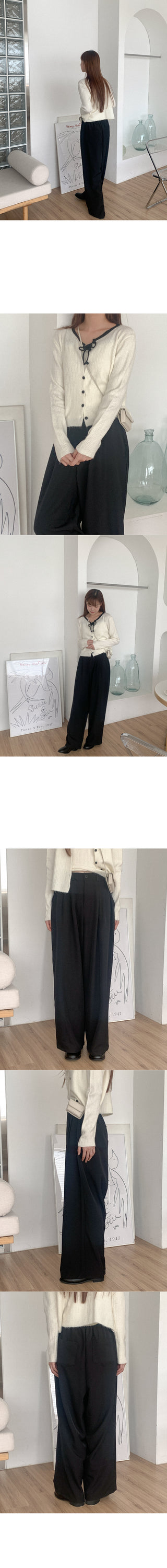 Wool cardigan & knit set