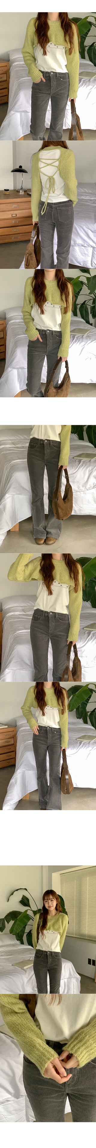 Wool eyelet bolero knit