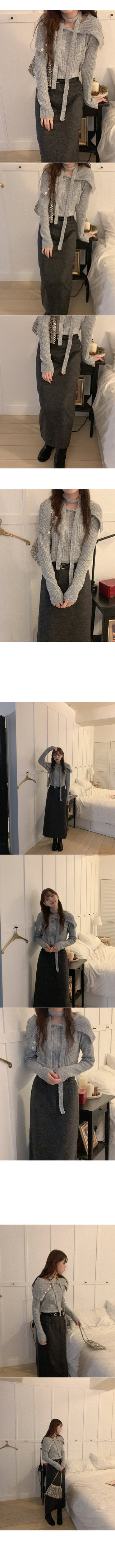 [Scarf Set] Melange Scarf Button Knit