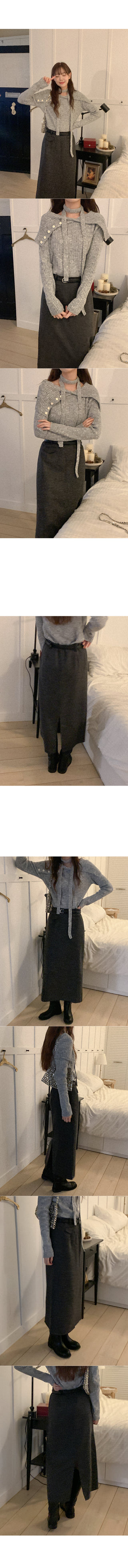 [Scarf Set] Melange Scarf Button Knit